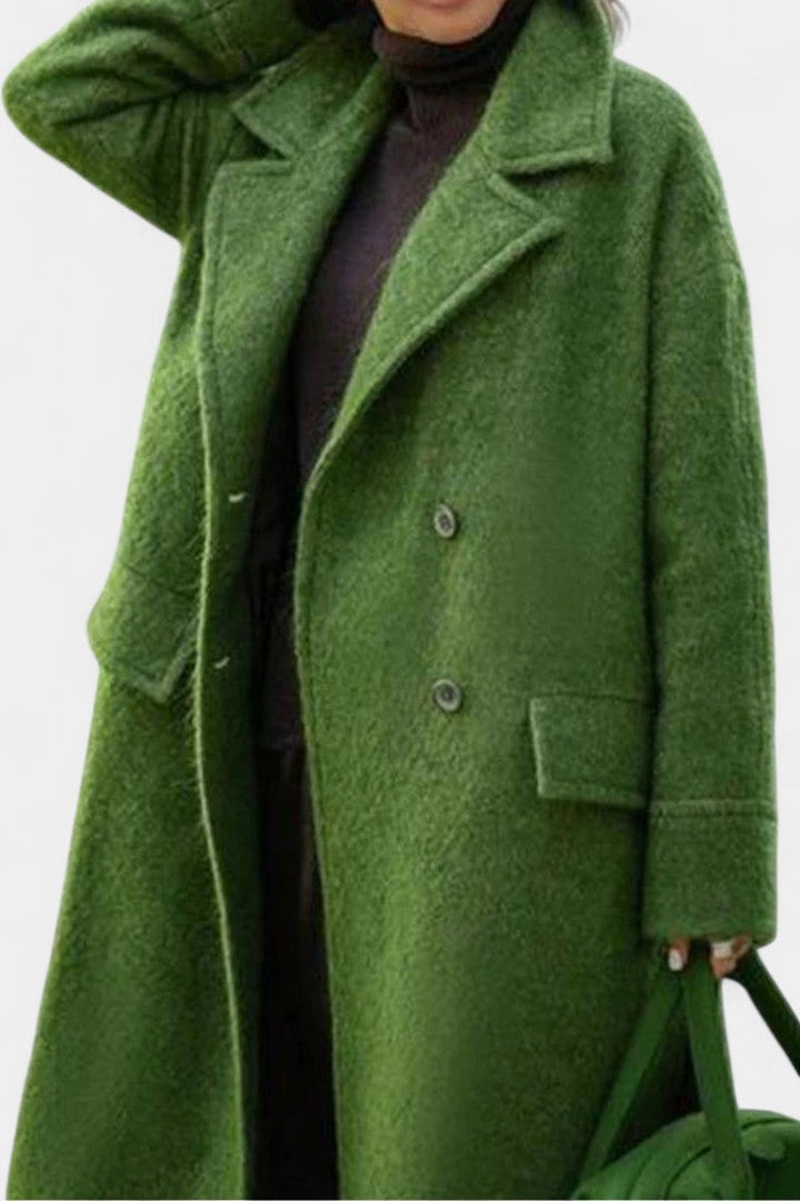 Camile | Long Oversized Double-Breasted Coat with Notched Collar