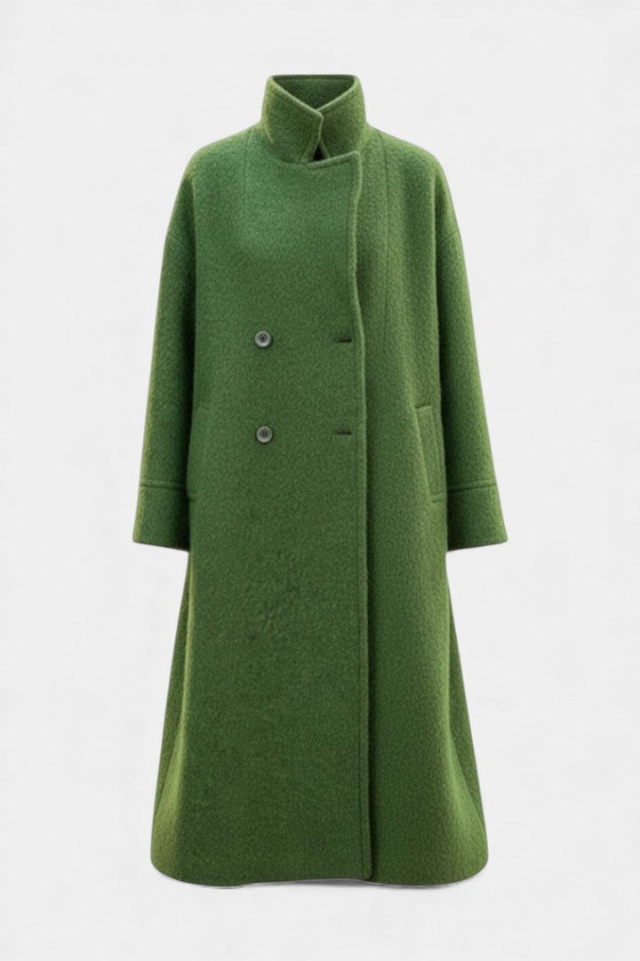 Camile | Long Oversized Double-Breasted Coat with Notched Collar